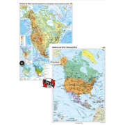 America de Nord. Harta fizico-geografica si a principalelor resurse naturale de subsol si America de Nord. Harta politica – Duo Plus ( CR-3113DPA 120x