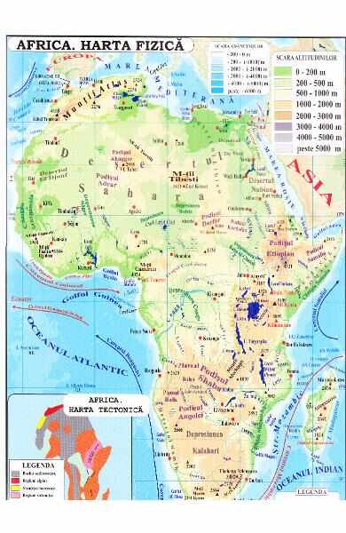 Africa + Australia - Harta fizica 1:40.000.000 (pliata)