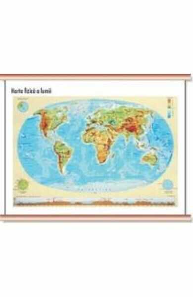 Lumea - Harta Fizica Cartographia 1:74 000 000