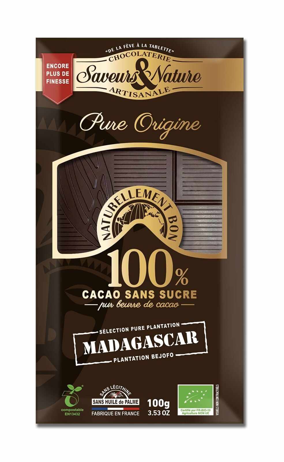 Ciocolata artizanala - 100% Cacao - Madagascar Bio | Saveurs et Nature