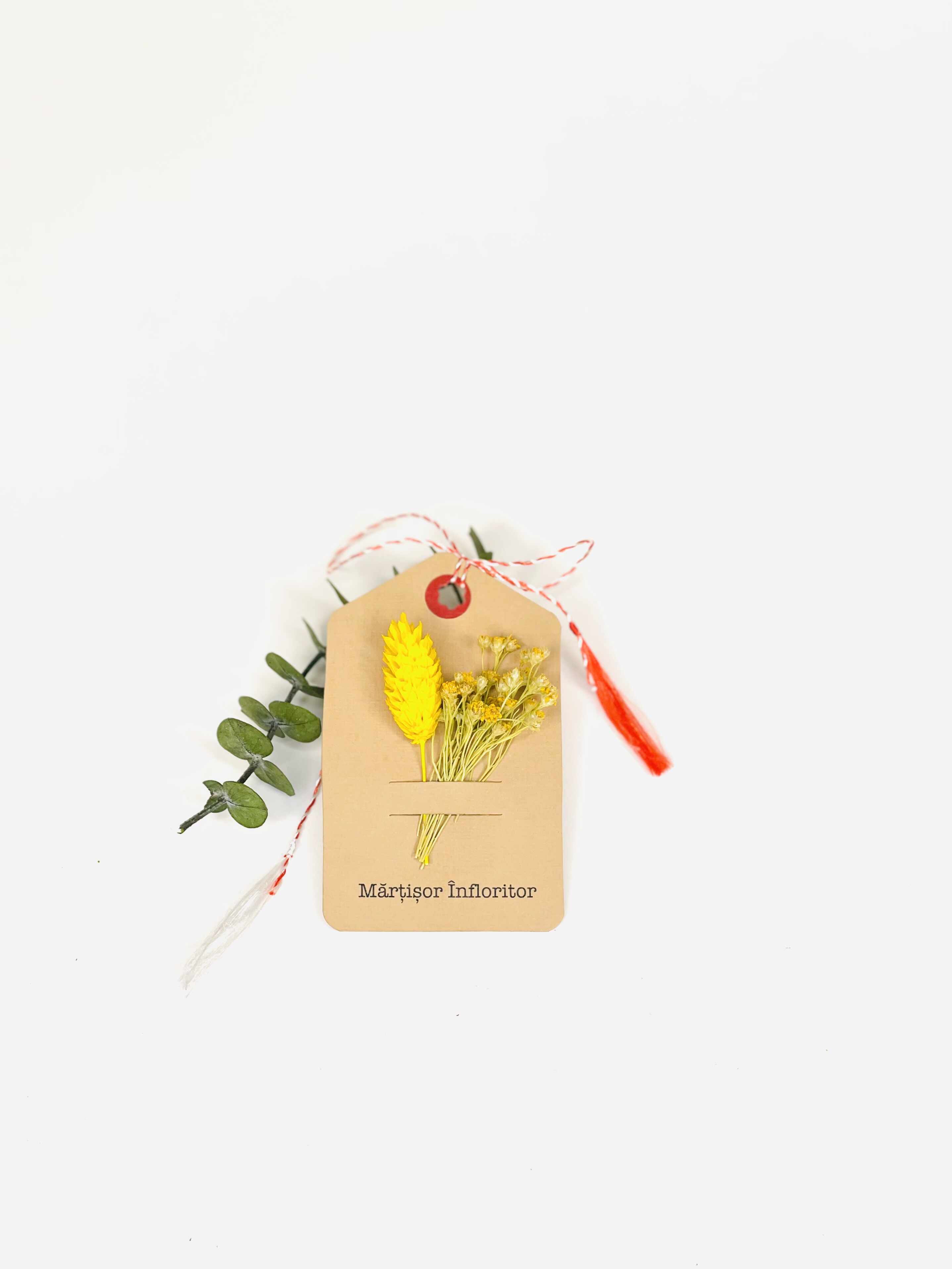 Martisor cartonas cu floare prezervata | Plante Cadou