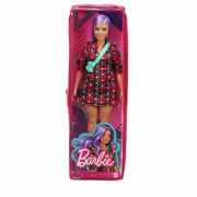 Papusa cu parul mov si rochita cu stelute, Barbie
