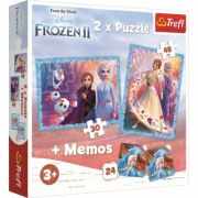 Puzzle 2in1 Memo Frozen tinutul misterios, Trefl
