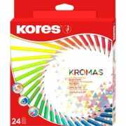 Creioane colorate Kores Kromas, triunghiulare, 3 mm, 24 culori/cutie (KS100315)