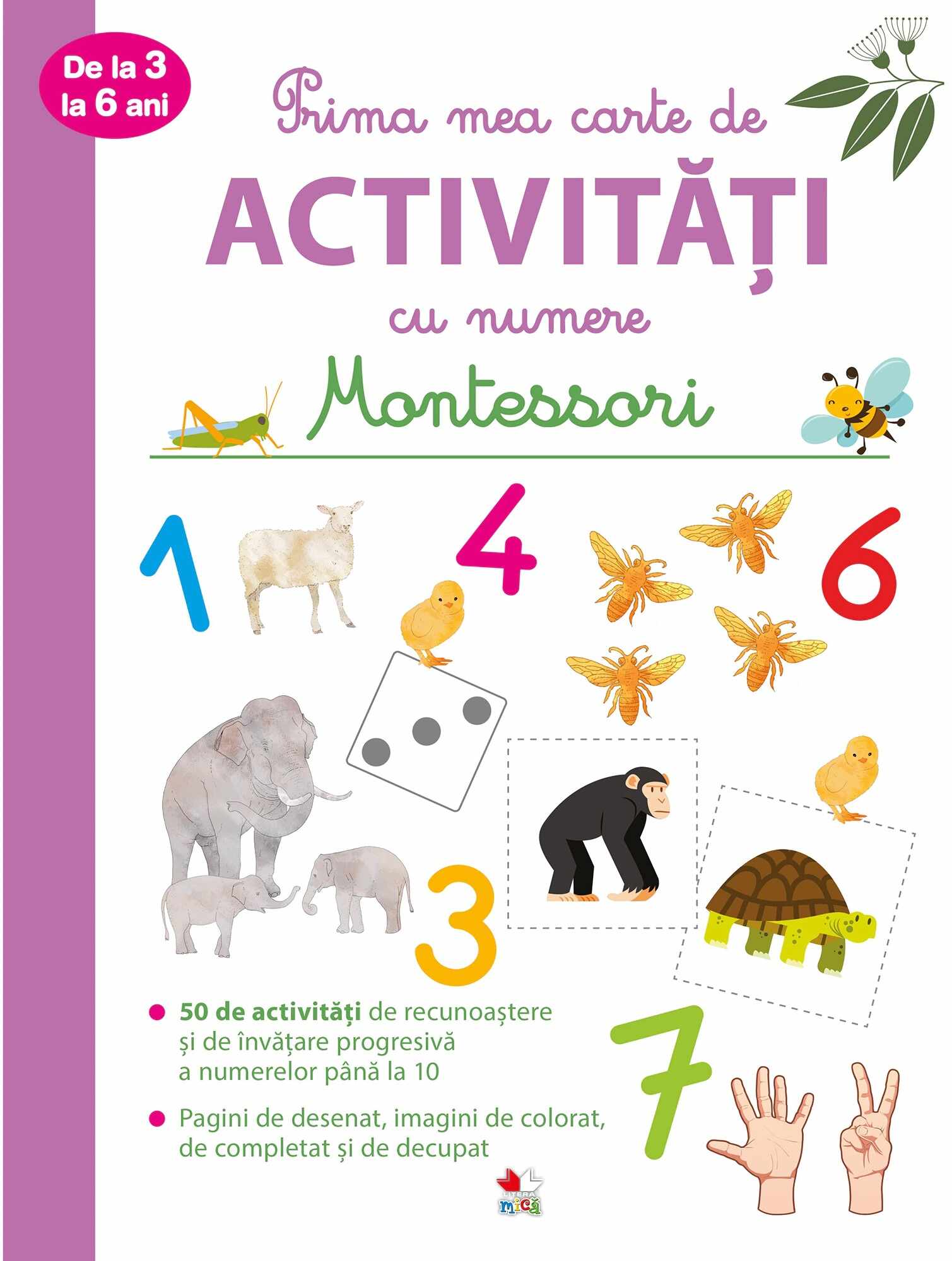 Prima mea carte de activitati cu numere de la 3 la 6 ani. Montessori. | 