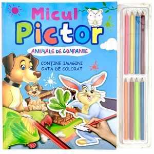 Micul pictor. Animale de companie + set de 8 creioane colorate