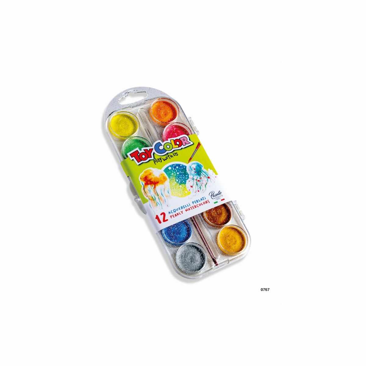 Set acuarele Toy Color Pearly, 12 culori + pensula