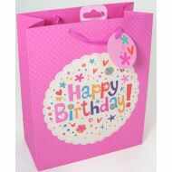  Happy Birthday Pink Medium Size Gift Bag