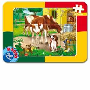 Puzzle 12 piese Animale domestice - vacute si catel