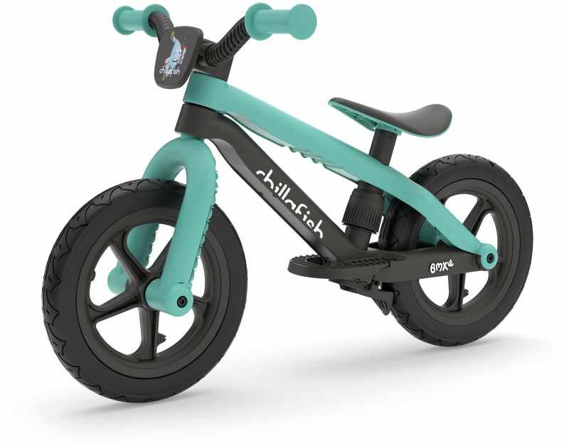 Bicicletă verde ușoară, fără pedale, cu frână de picior integrată - BMXie 