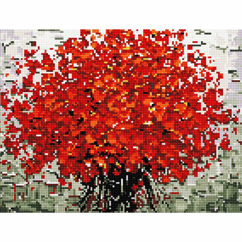 Tablou cu diamante înrămat - Buchet roșu , 40 x 50 cm
