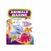 Animale marine. Carte de colorat. Invatam... sa coloram, exercitii grafice, engleza