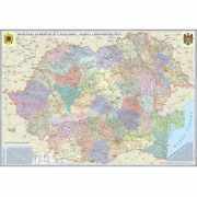 Romania si Republica Moldova. Harta administrativa (1600x1200mm), fara sipci (GHRA160-L)