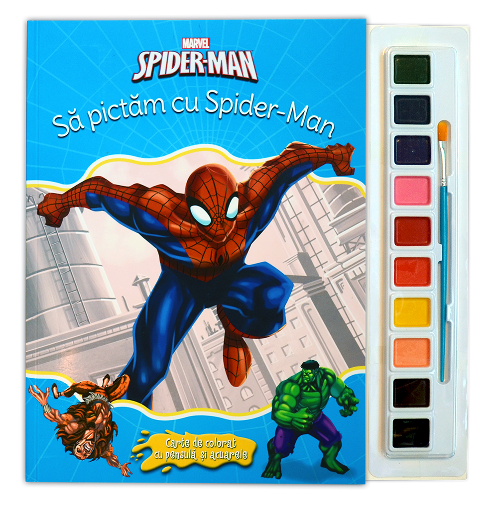 Spider-man. Să pictăm cu Spider-Man. Carte de colorat cu pensulă și acuarele